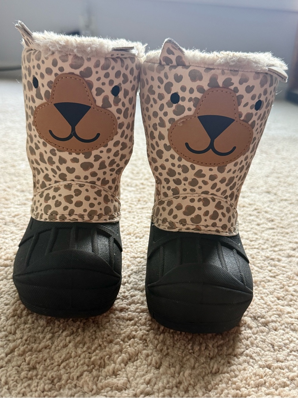 Cat & Jack Cozy Rain Boots - Black & Cream